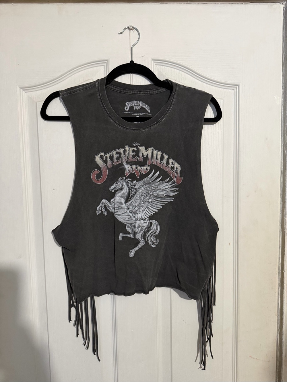 Steve Miller Band Women's Charcoal Fringe Muscle Tee